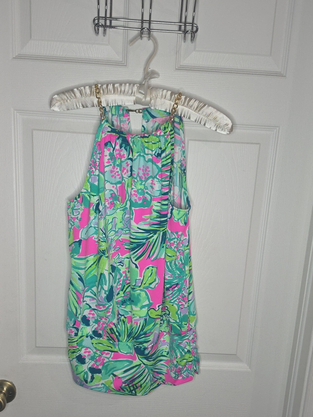 Lilly Pulitzer Bowen Top Early Bloomer Gold Chain Halter Size S